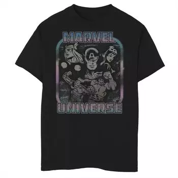 Футболка с потертым портретом для мальчиков 8–20 лет «Marvel The Avengers Marvel Universe» Marvel, черный
