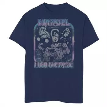 Футболка с потертым портретом для мальчиков 8–20 лет «Marvel The Avengers Marvel Universe» Marvel, синий