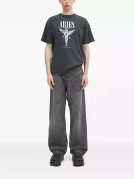 Футболка с потертым рисунком Овна Aries, черный