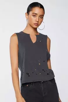 Футболка с потертыми мышцами Forever 21, черный