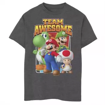 Футболка с потрясающим графическим рисунком для мальчиков 8–20 лет Super Mario Group Shot Team Licensed Character