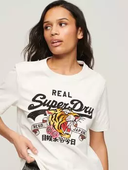 Футболка с повествовательным логотипом Vintage Superdry, экрю