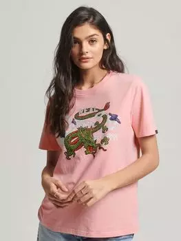 Футболка с повествовательным логотипом Vintage Superdry, пион розовый