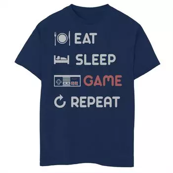Футболка с повторением игры Nintendo Eat Sleep Game для мальчиков 8–20 лет Licensed Character