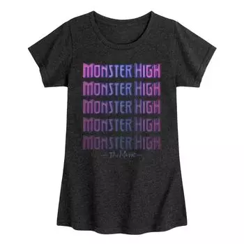 Футболка с повторяющимся логотипом Monster High: The Movie для девочек 7–16 лет Licensed Character, черный