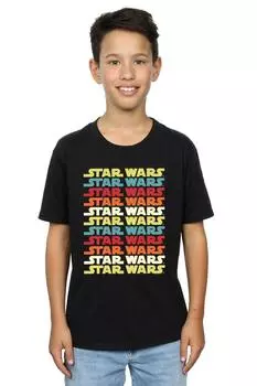 Футболка с повторяющимся логотипом в стиле ретро Star Wars, черный