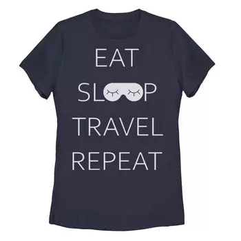 Футболка с повторяющимся узором для подростков Eat Sleep Travel