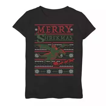 Футболка с праздничным узором Shrek Merry Shrekmas для девочек 7–16 лет Licensed Character
