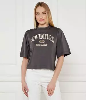 Футболка с приключениями Loose fit Pinko, серый