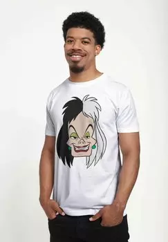 Футболка с принтом 101 DALMATIANS CRUELLA BIG FACE UNISEX Disney, белый