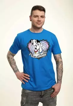 Футболка с принтом 101 DALMATIANS PONG AND PERDITA Disney, синий