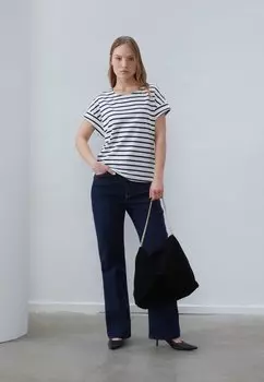 Футболка с принтом 2 Pack Anna Field, белая/темно-синяя/голубая