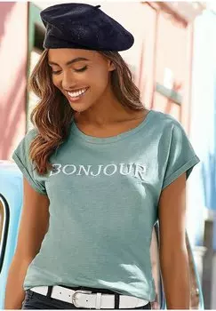 Футболка с принтом 2 PACK LASCANA, цвет mint/white