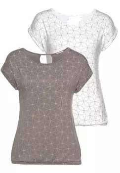 Футболка с принтом 2 PACK LASCANA, мультиколор