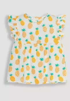 Футболка с принтом 2-PACK PINEAPPLE & FRILL SHOULDER REGULAR FIT JoJo Maman Bb, бежевый
