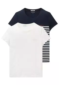 футболка с принтом 2 Pack TOM TAILOR, цвет whisper white