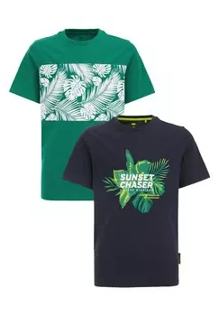 Футболка с принтом 2 PACK WE Fashion, зеленый