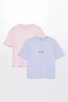 Футболка с принтом, 2 шт Lc Waikiki, розовый