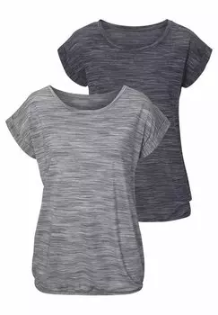 Футболка с принтом 2 STCK Beach Time, цвет schwarz-meliert/grau-meliert