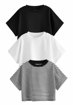 футболка с принтом 3 Pack Regular Fit Next, цвет monochrome