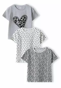 Футболка с принтом 3 Пакета MINOTI, цвет white grey black