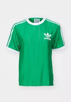 Футболка с принтом 3 Stripe Pinstripe Tee adidas Originals, зеленая