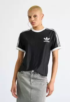 Футболка с принтом 3 Stripe Pinstripe Tee adidas Originals, черная