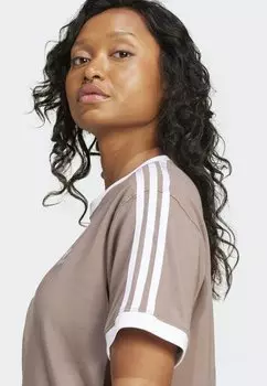 Футболка с принтом 3-STRIPES adidas Originals, коричневый