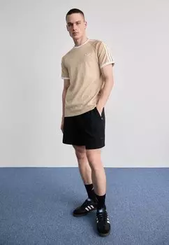 Футболка с принтом 3 Stripes Tee adidas Originals, бежевый