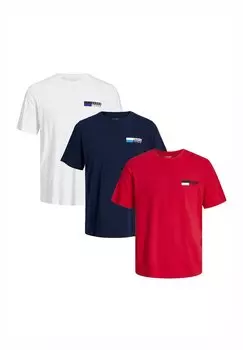 Футболка с принтом 3ER PACK CORP Jack & Jones, белый
