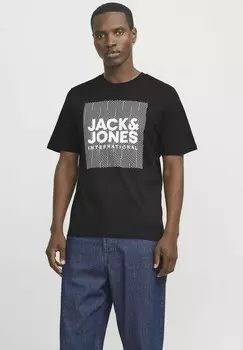 Футболка с принтом 3ER-PACK GEDRUCKT RUNDHALS Jack & Jones, черный