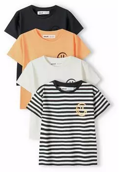 Футболка с принтом 4 PACK MINOTI, цвет white/orange/black/grey