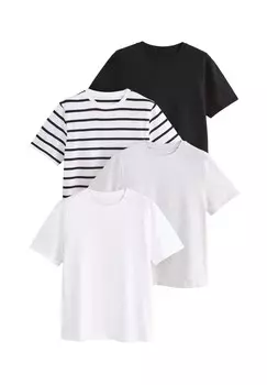 Футболка с принтом 4 PACK SHORT SLEEVE REGULAR FIT THE SET, черный