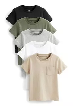 Футболка с принтом 5 PACK SHORT SLEEVE Next, цвет black grey