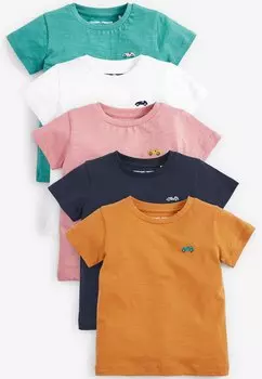 Футболка с принтом 5 PACK SHORT SLEEVE Next, цвет white