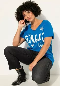 Футболка с принтом A-LINE, "GANG" INSCRIPTION Angel of Style, светло-голубой