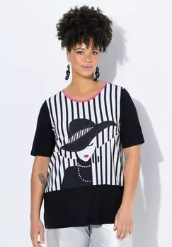 Футболка с принтом A-LINIE STREIFEN UND -MOTIV MIAMODA, черный
