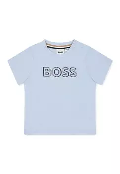 Футболка с принтом A MANICA CORTA BOSS Kidswear, светло-голубой