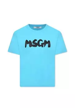 Футболка с принтом A MANICA CORTA MSGM, светло-голубой