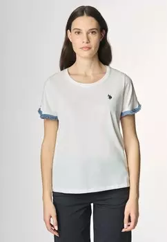 Футболка с принтом A MANICHE CORTE CON INSERTI A FRANGIA U.S. Polo Assn., белый