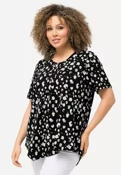 Футболка с принтом ABSTRACT POLKA DOT SHORT SLEEVE POINTED Ulla Popken, черный