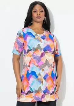 Футболка с принтом ABSTRACT SHORT SLEEVE SLINKY Ulla Popken, бирюзовый