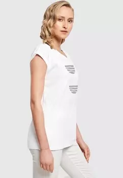 Футболка с принтом ABSTRACT WAVES EXTENDED SHOULDER TEE Merchcode, белый