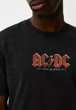 Футболка с принтом AC/DC Bershka, черный деним