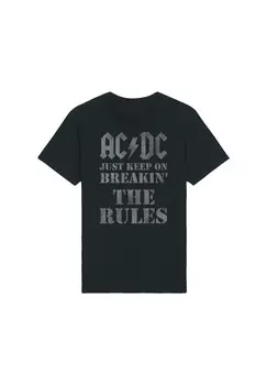 Футболка с принтом AC/DC JUST KEEP ON BREAKING THE RULES F4NT4STIC, черный