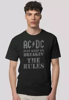 Футболка с принтом AC/DC JUST KEEP ON BREAKING THE RULES F4NT4STIC, черный
