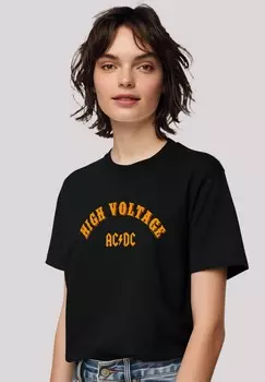 Футболка с принтом AC/DC ROCK MUSIK BAND HIGH VOLTAGE COLLEGIATE F4NT4STIC, черный