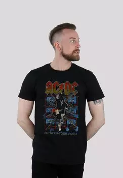 Футболка с принтом ACDC BLOW UP YOUR VIDEO - ROCK METAL MUSIK BAND FAN MERC F4NT4STIC, черный