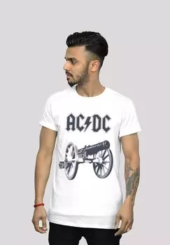 Футболка с принтом ACDC CANNON TIE DYE PREMIUM ROCK MUSIK BAND FAN MERCH F F4NT4STIC, белый
