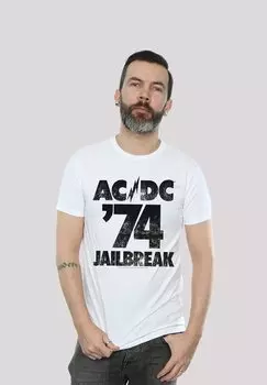 Футболка с принтом ACDC JAILBREAK PREMIUM ROCK MUSIK BAND FAN MERCH FR F4NT4STIC, белый